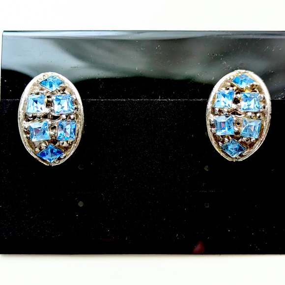 Bogoff Jewelry Vintage Bogoff Ice Blue Crystal Earrings Screw